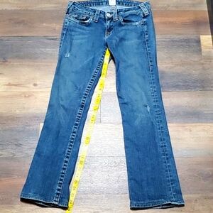 True religion johnny distressed medium wash straight leg jeans